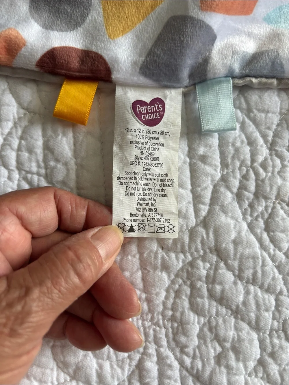 Parents Choice Plush Elephant Taggie Security Blanket Lovey Light Blue